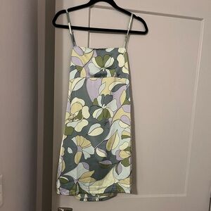 Floral Print Spaghetti Strap Dress in Sage and Lilac